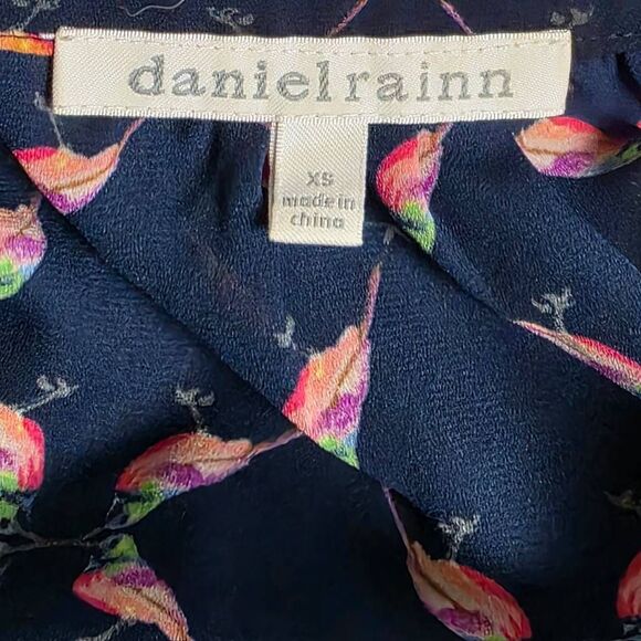 Daniel Rainn Bird Print Long Sleeve Romper Navy XS - Picture 10 of 12